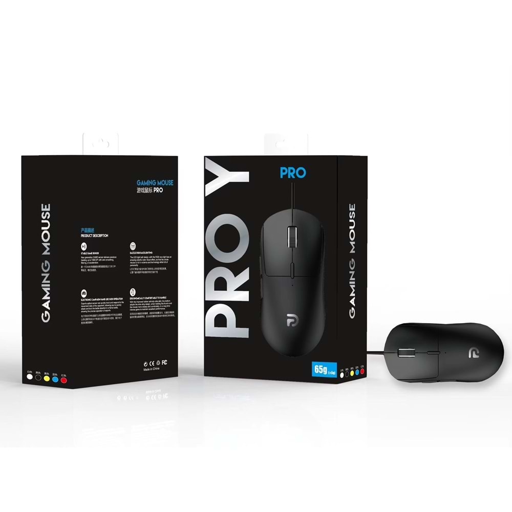 TRİO G100S Siyah PRO Y Series Mouse – Ergonomik Tasarım, Sessiz Tıklama, USB Kablolu Mouse